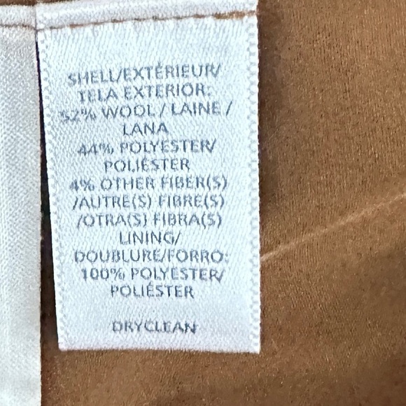 LOFT Wool-Blend Mini Skirt – Camel Brown, Size 00, Lined, 2 Sides Fake Pockets - Picture 3 of 6